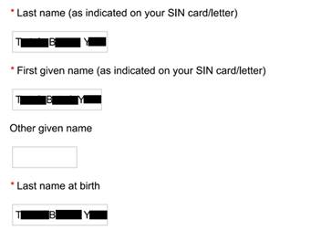 Filled in Employment Insurance benefit form